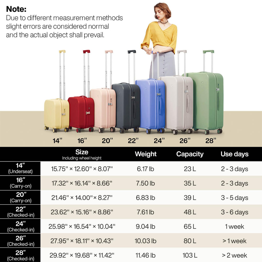 20'' Lightweight Hardshell Spinner Luggage with TSA Lock R697