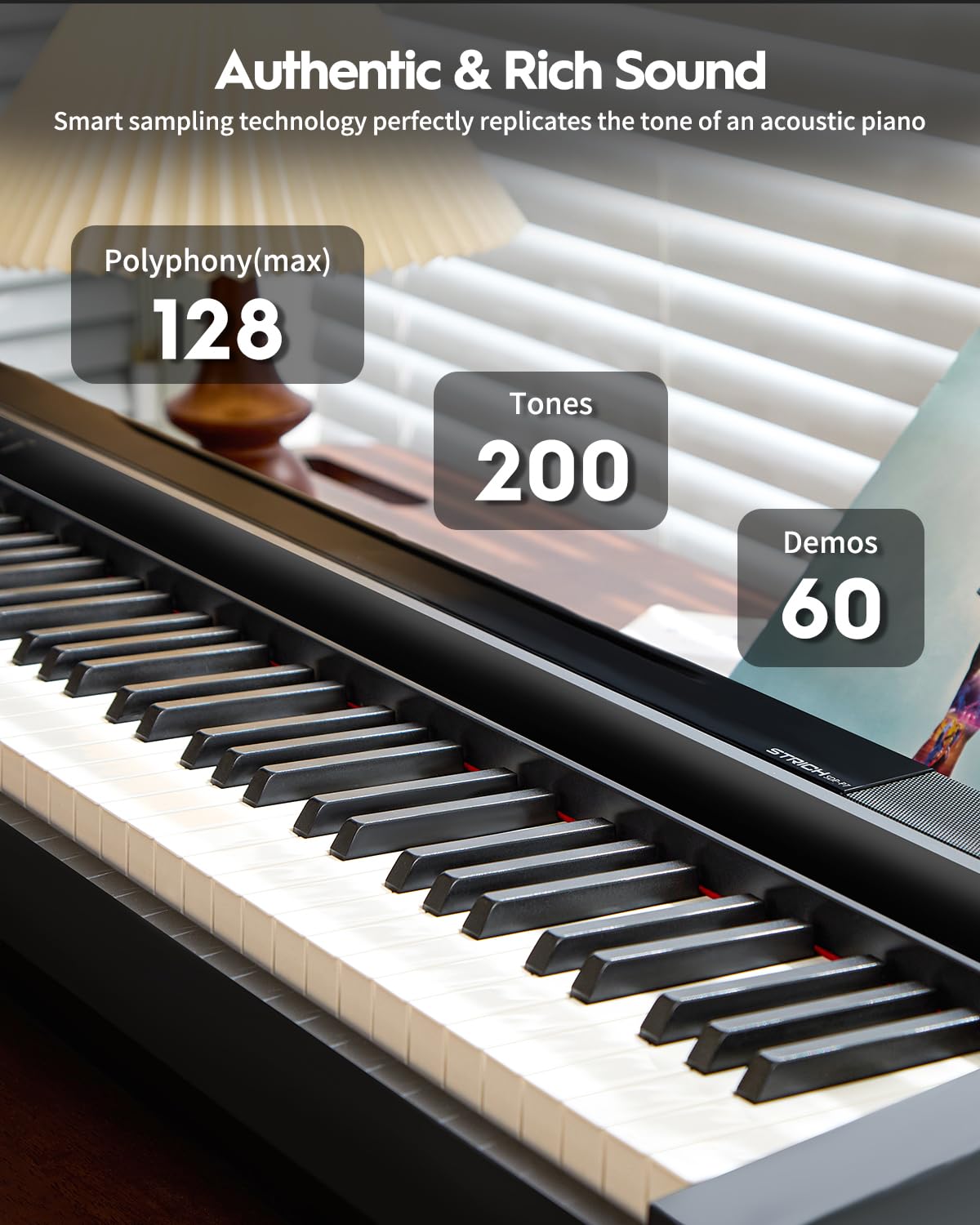 88 Key Weighted Hammer-Action Digital Piano with Sustain Pedal, Black V7776