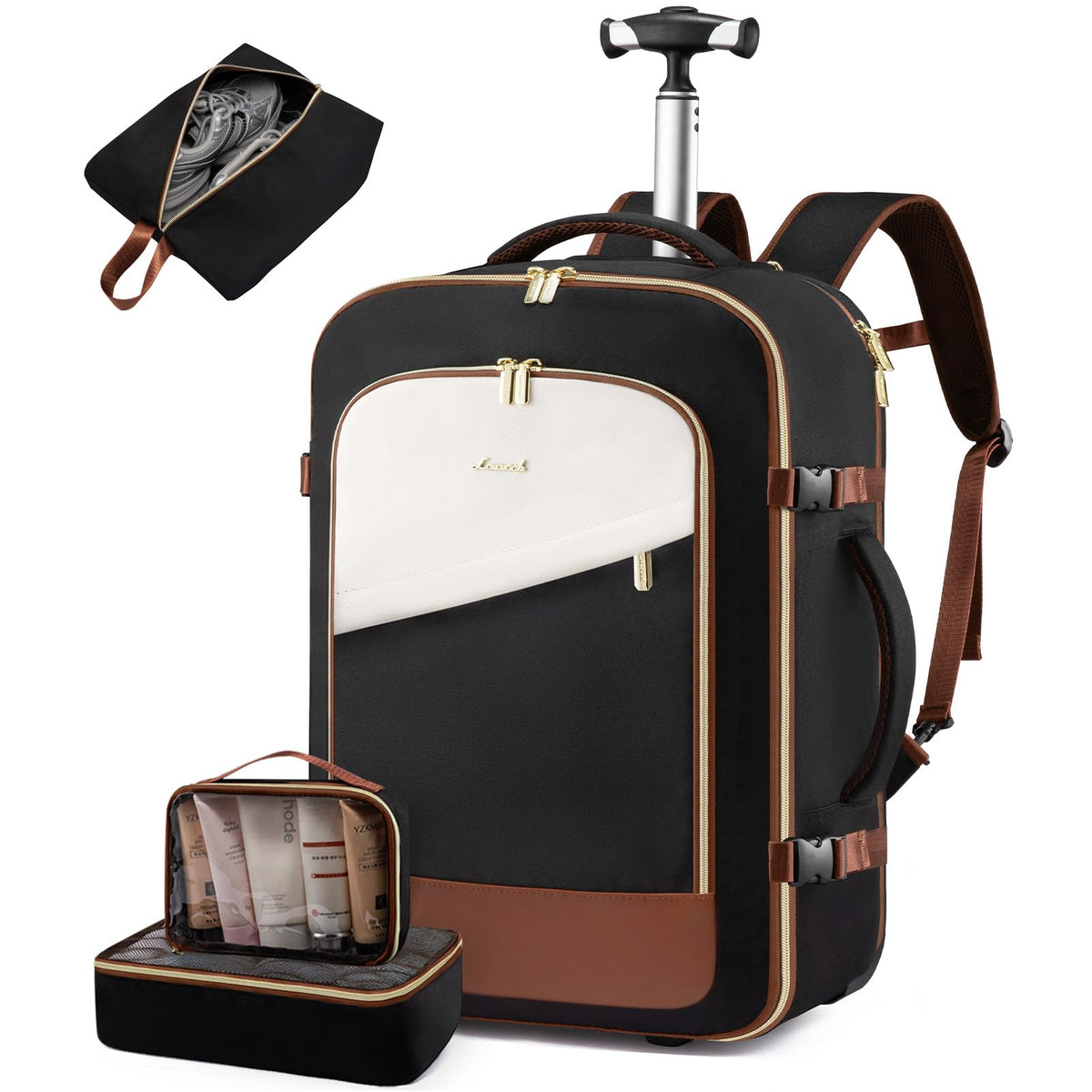 Rolling Backpack with Wheels, 17 Inch 57L Water Resistant I668