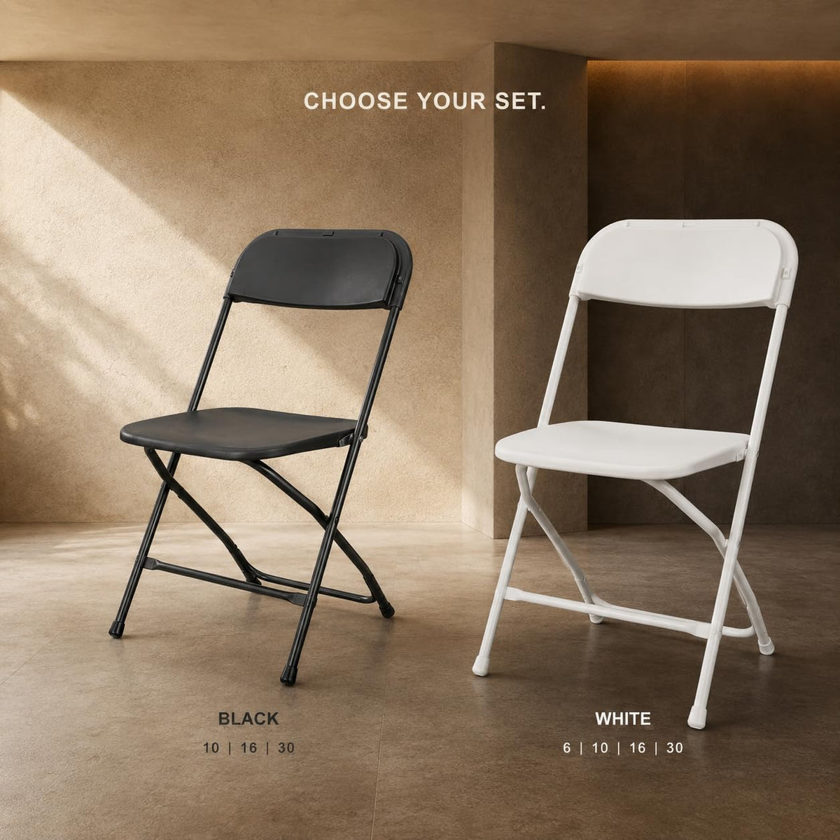 10 Pack Black Plastic Folding Chairs F84745