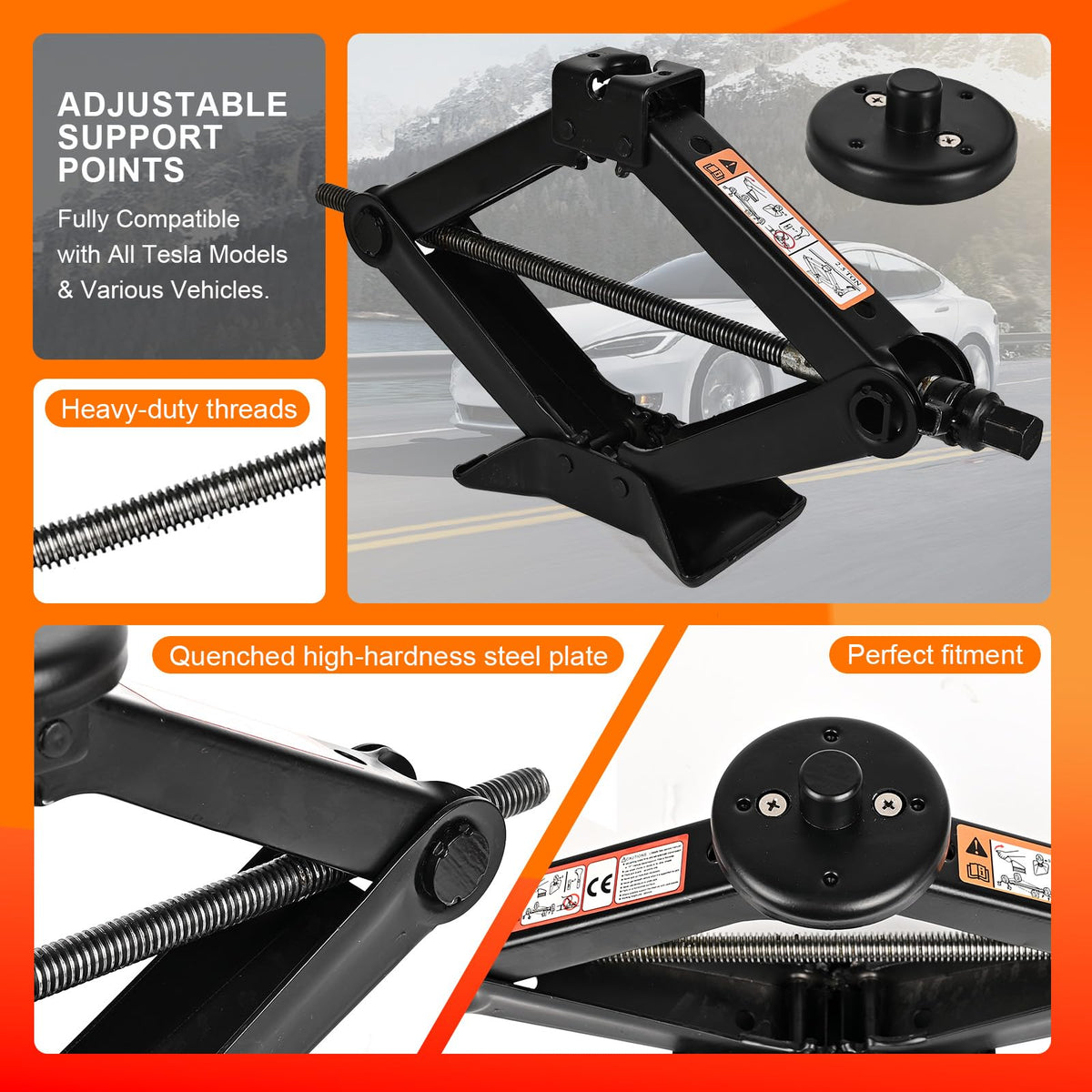 2.5 Ton Scissor Jack with Jack Pads & Tire Repair Kit F622