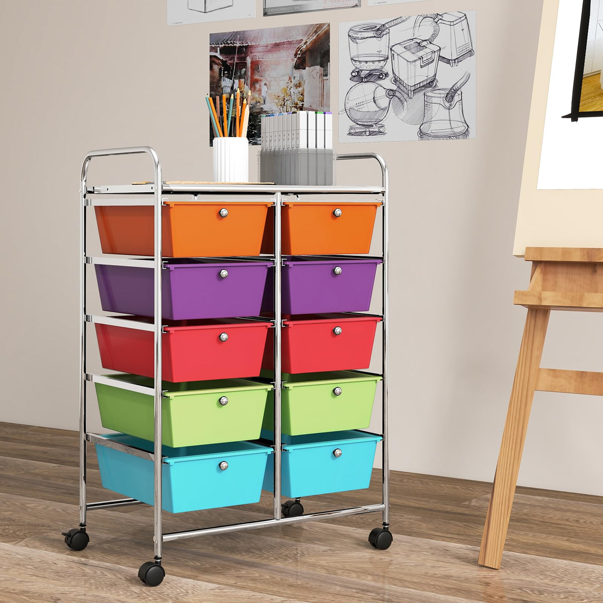 10 Drawer Rolling Storage Cart H535
