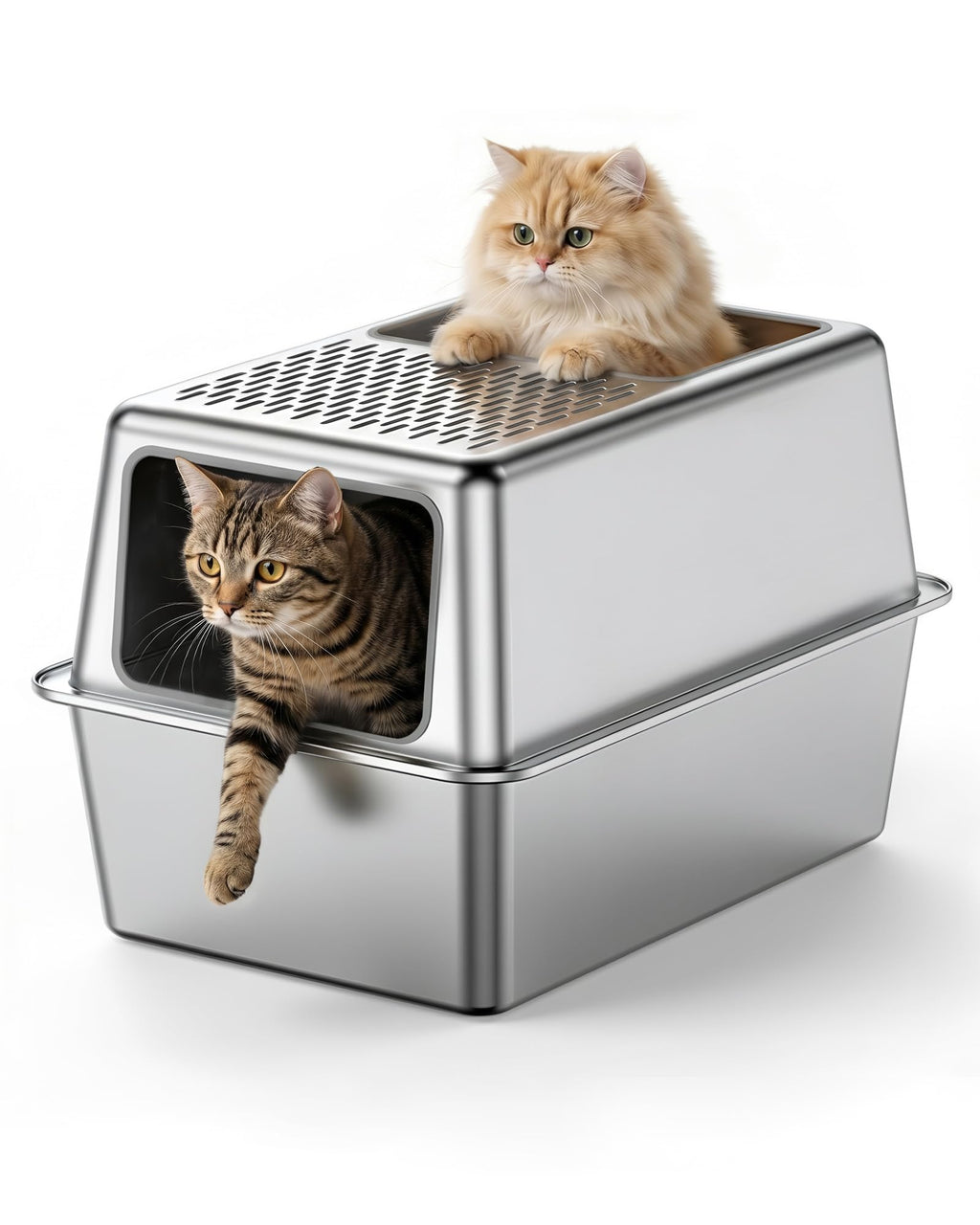 Stainless Steel Enclosed Cat Litter Box with Lid I851718