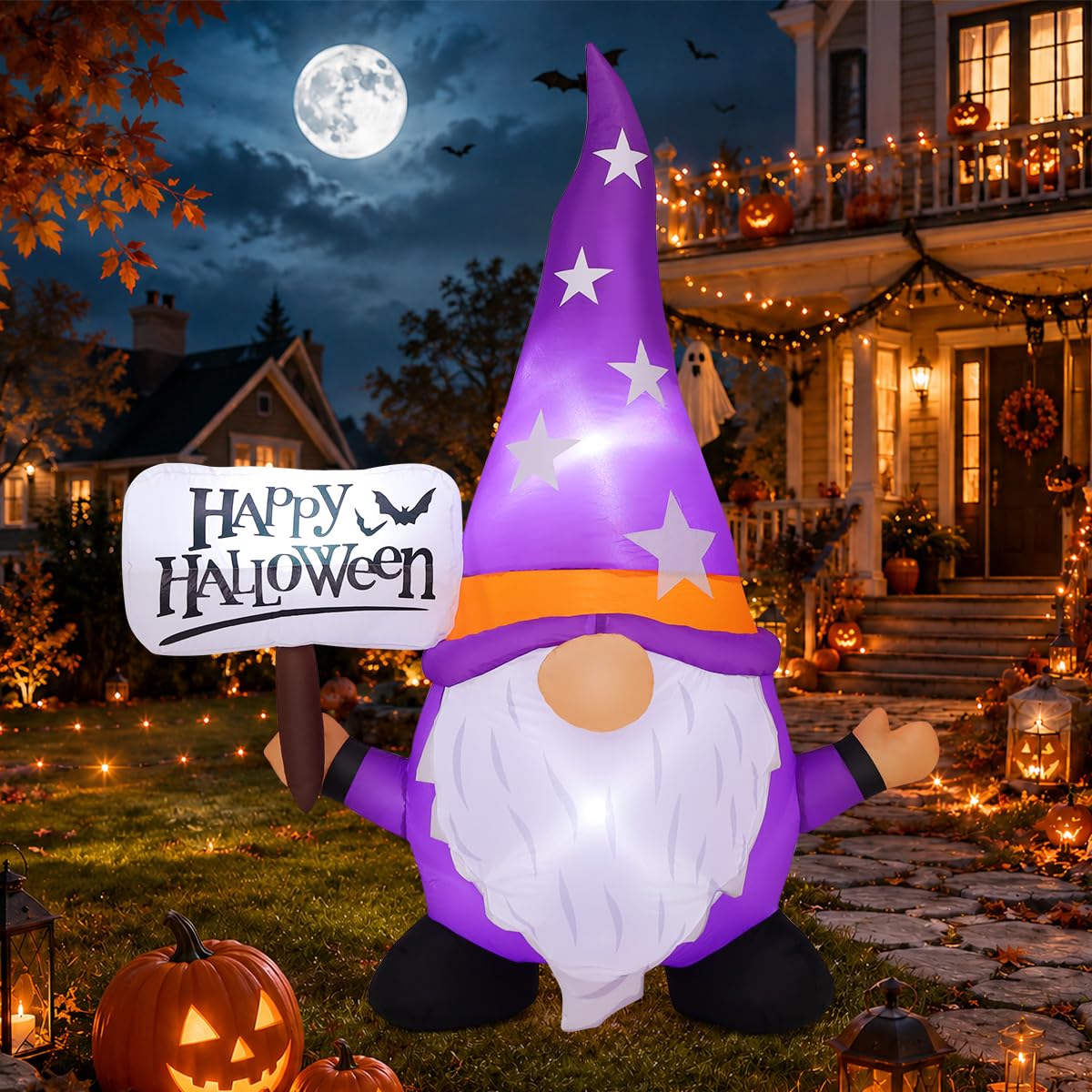 5FT Halloween Inflatable Gnome Yard Decor with LEDs F557