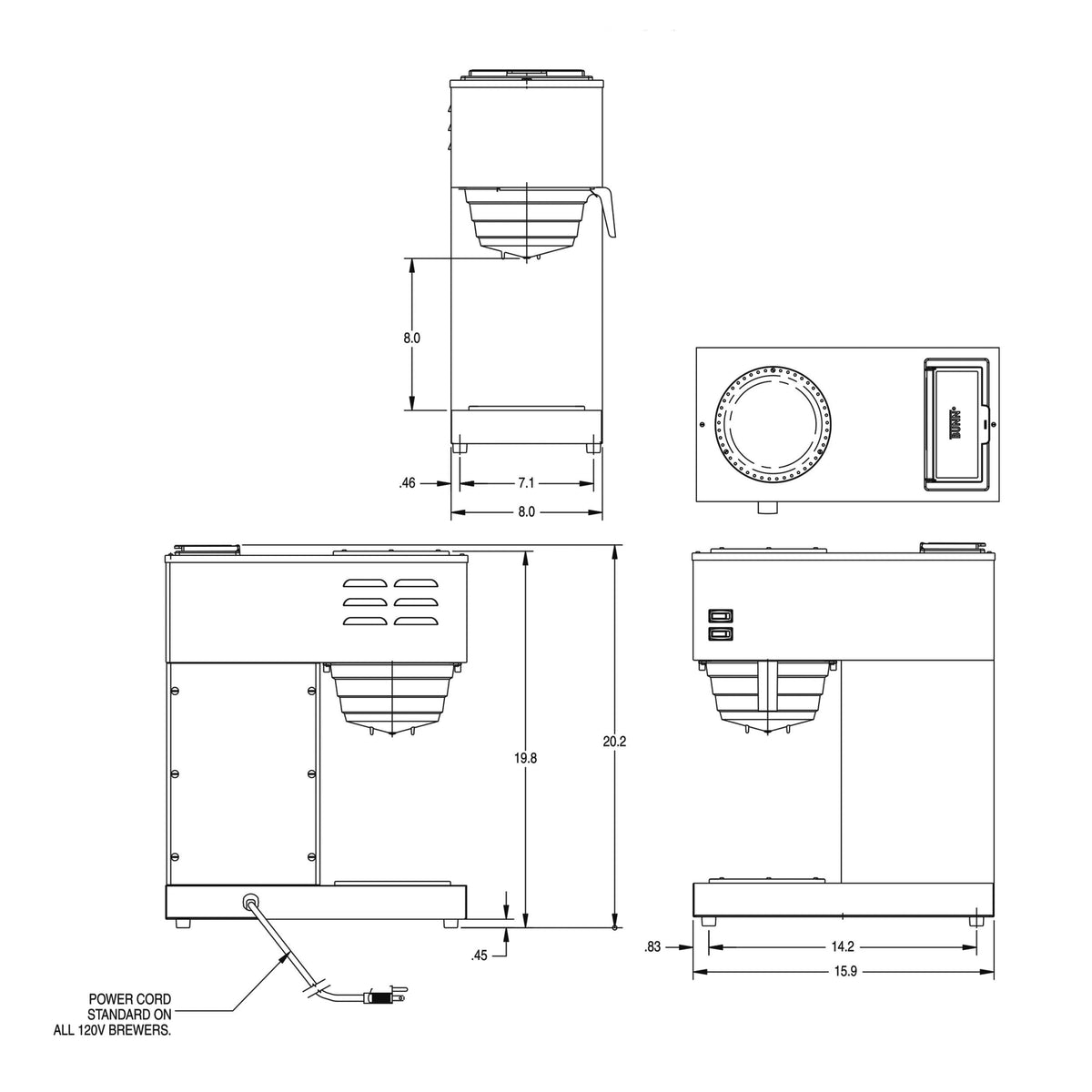 12-Cup Commercial Coffee Brewer with Glass Decanters I2868