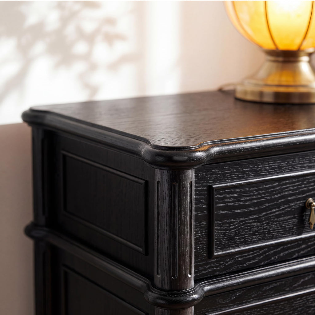 63" 9-Drawer Wood Dresser with Power Outlet, Black M7484