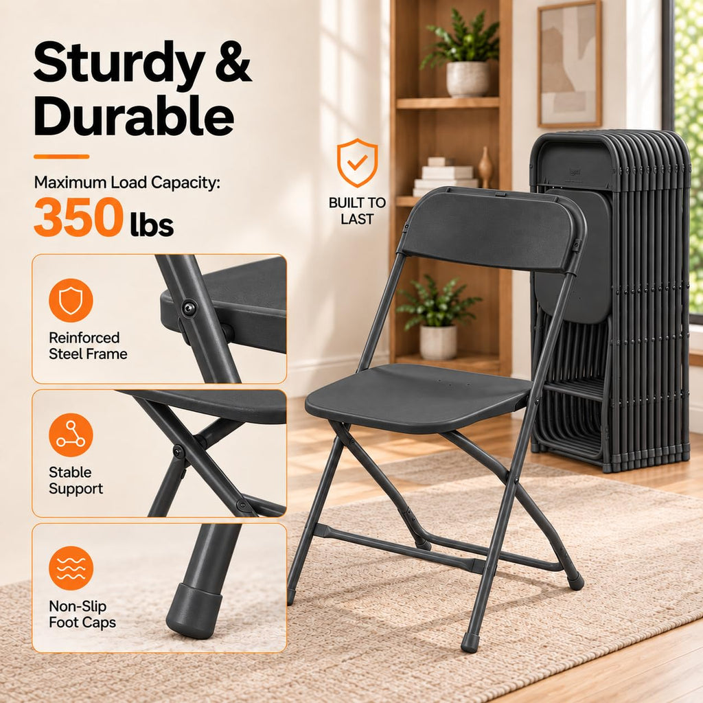 10 Pack Black Plastic Folding Chairs F84745