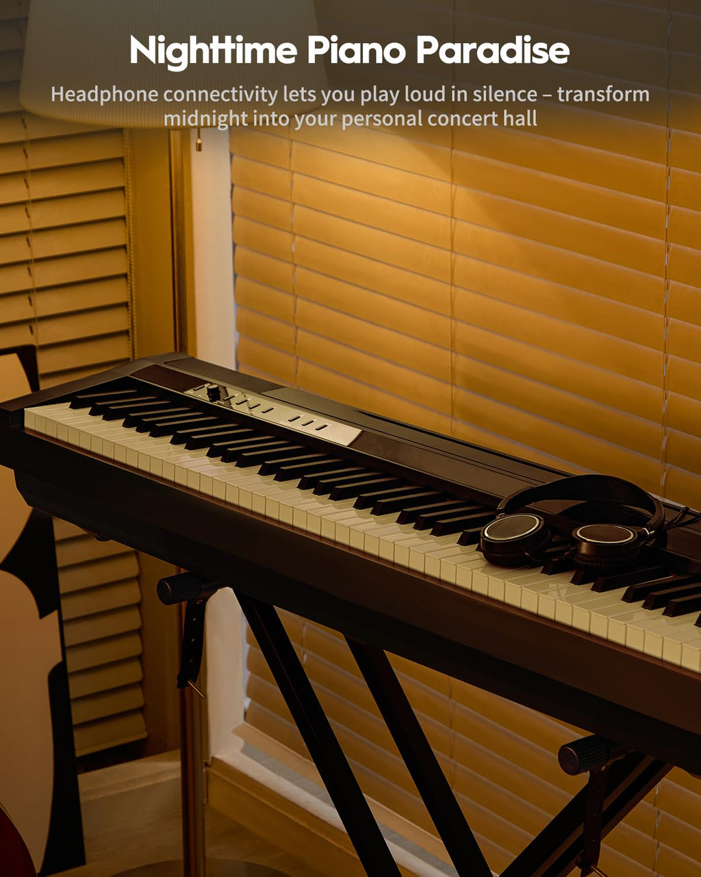 88 Key Weighted Hammer-Action Digital Piano with Sustain Pedal, Black V7776