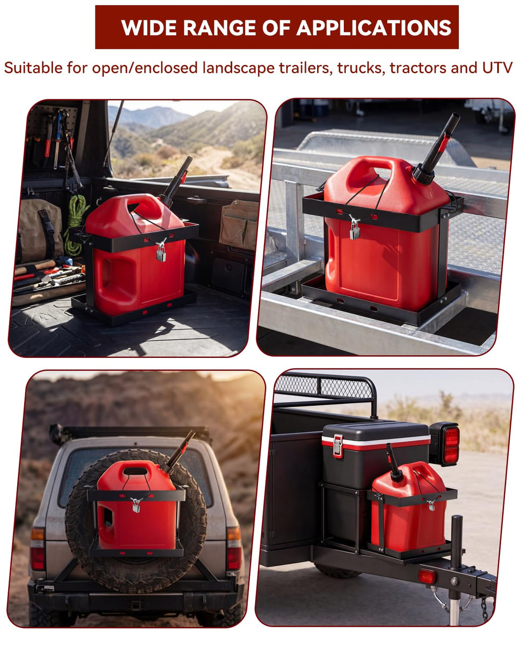 5 Gallon Gas Can Holder with Anti-Theft Lock X51622