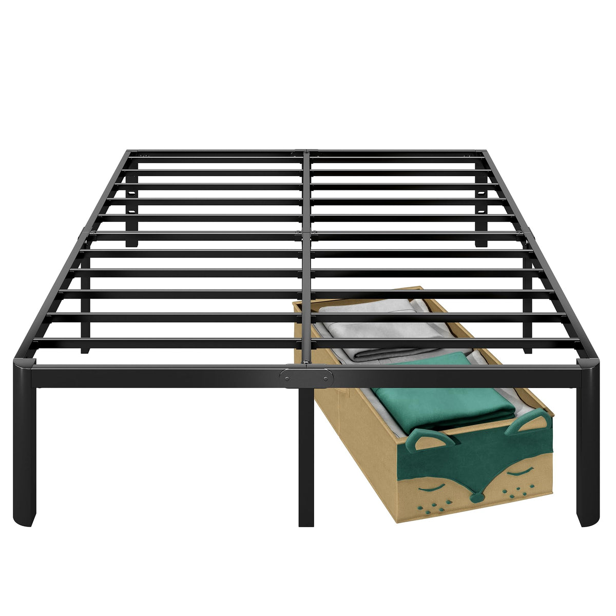 14 Inch Queen Size Black Metal Platform Bed Frame V491252