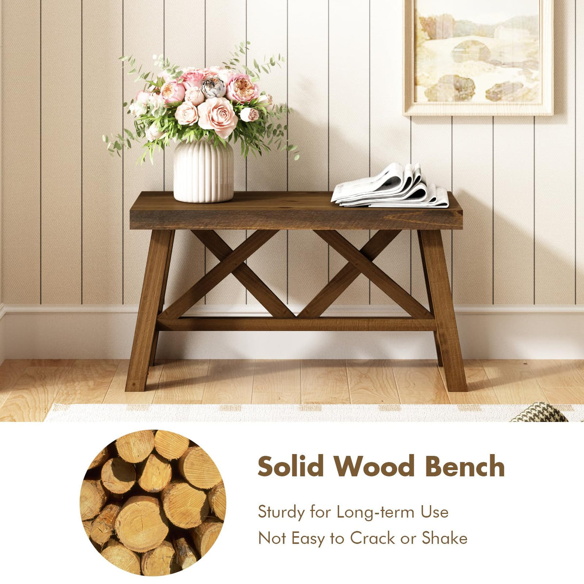 30" Solid Wood Bench O540