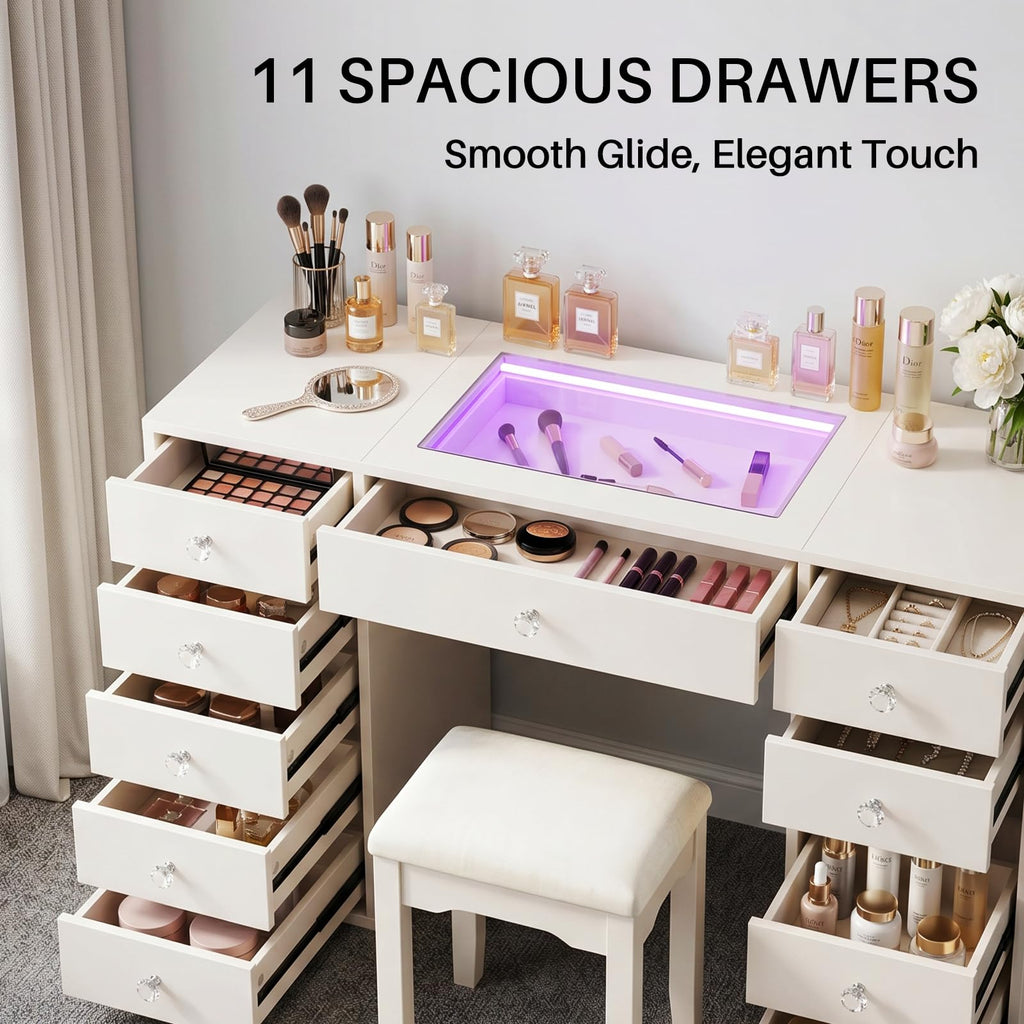 51'' 11 Drawer Vanity Makeup Desk H700