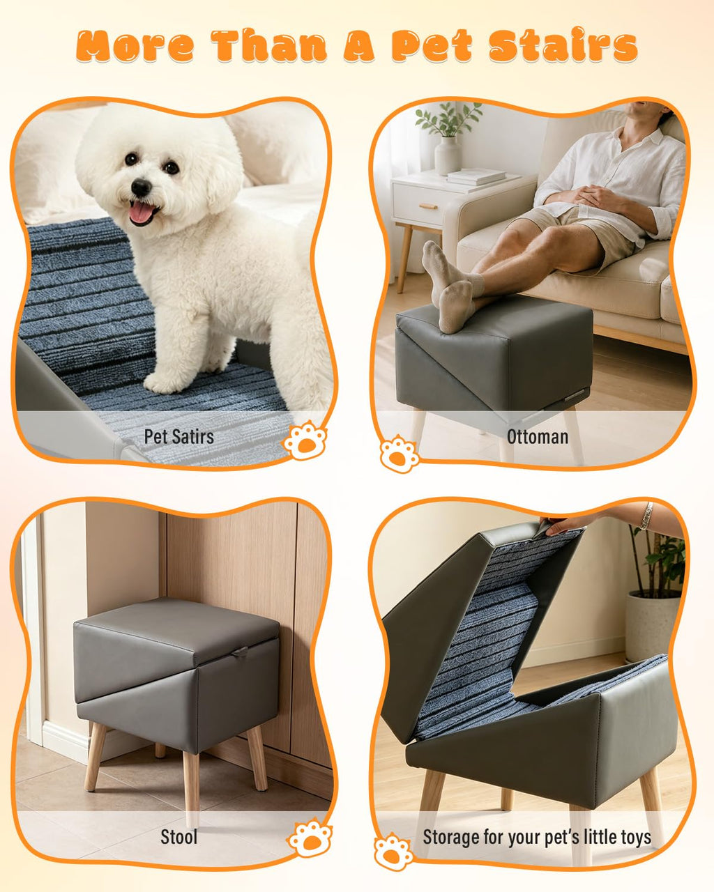 Foldable 4 Steps Non-Slip Pet Stairs W34838