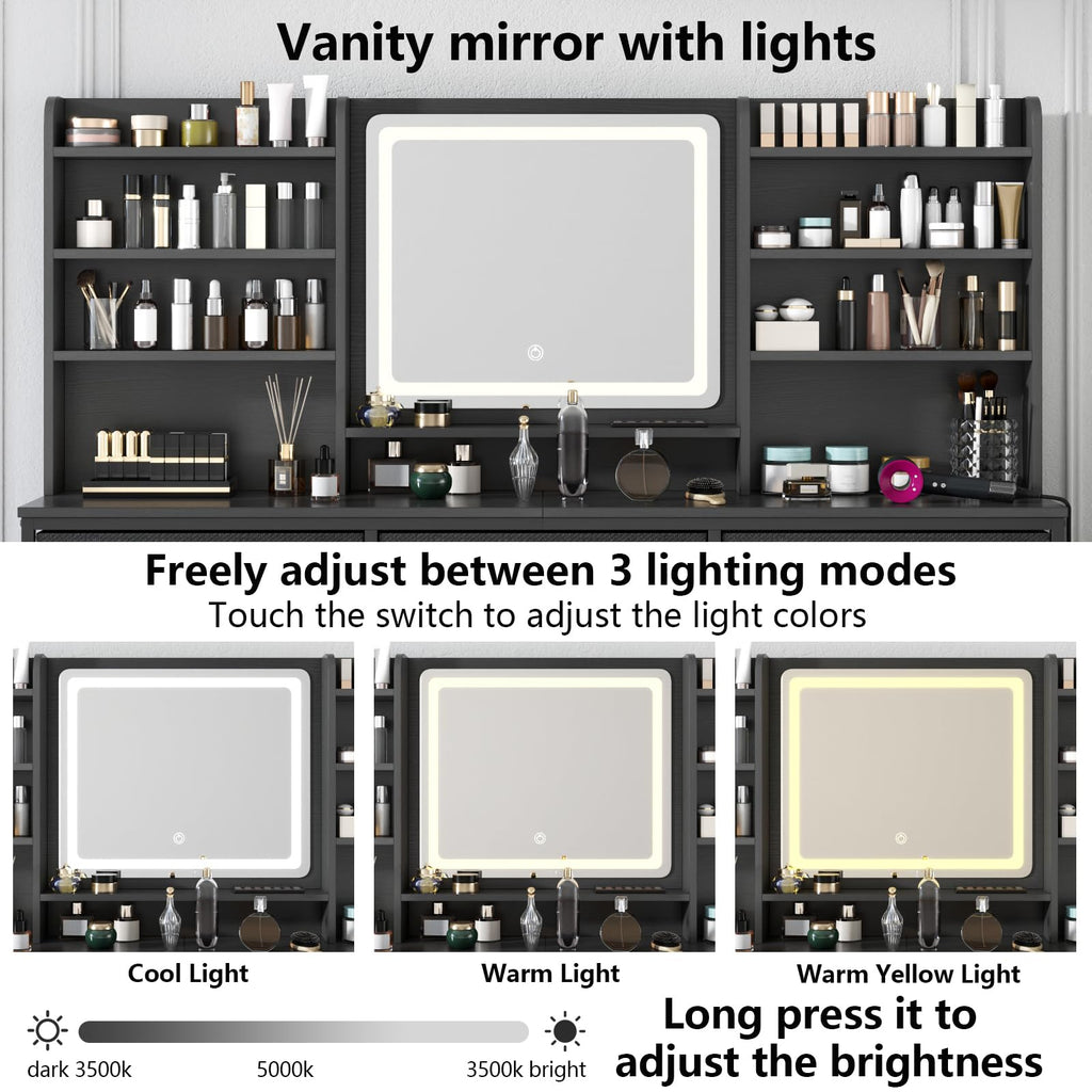 9 Drawer Dresser with LED Mirror P16427