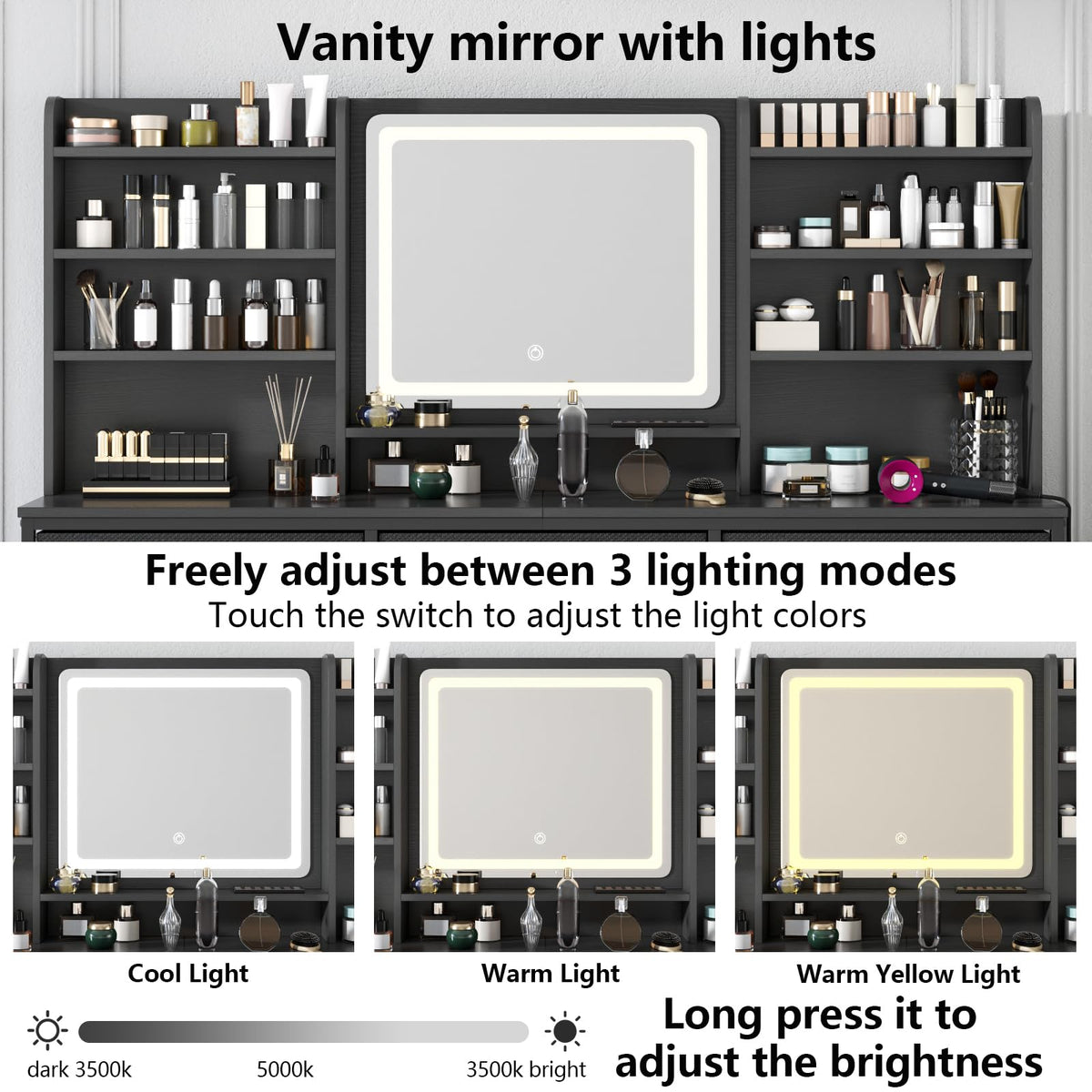 9 Drawer Dresser with LED Mirror P16427