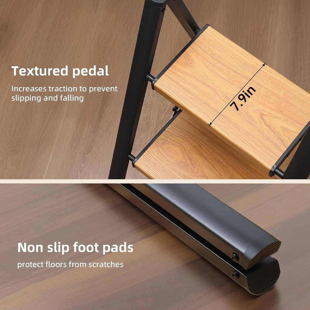 2 Step Folding Ladder, Black & Woodgrain A1137