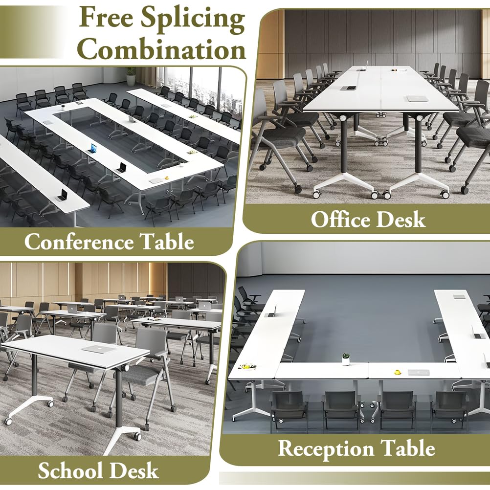 Foldable Mobile Seminar Table with Locking Casters, 8 Pack D245104