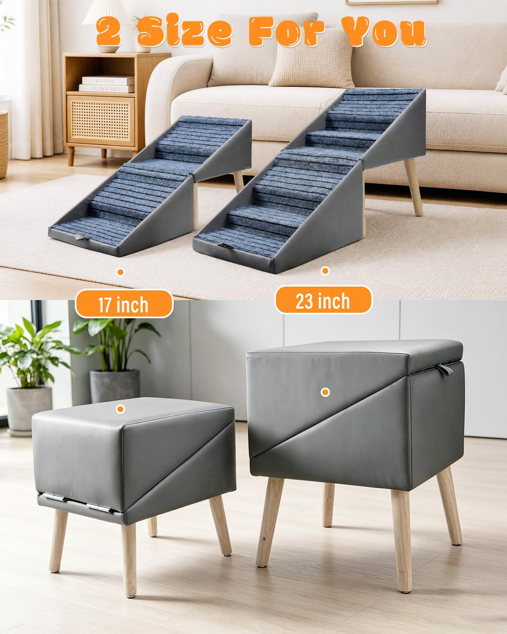 Foldable 4 Steps Non-Slip Pet Stairs W34838