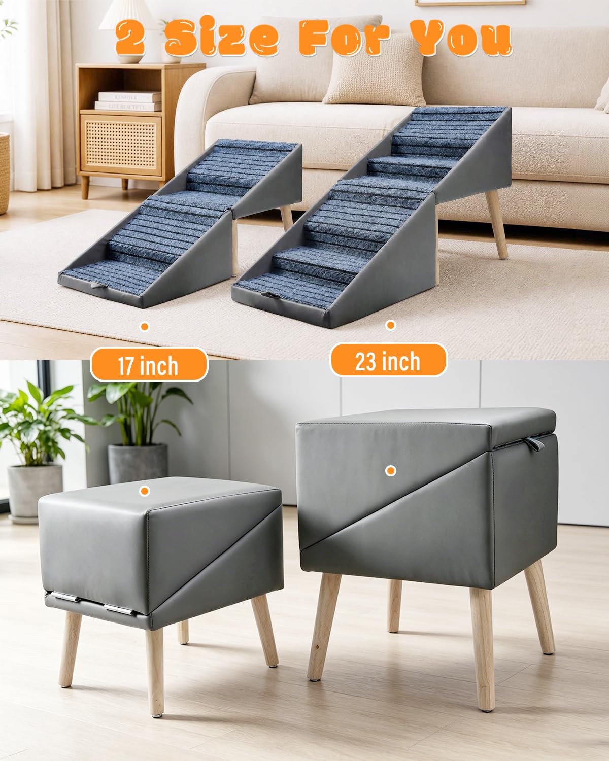 Foldable 4 Steps Non-Slip Pet Stairs W34838