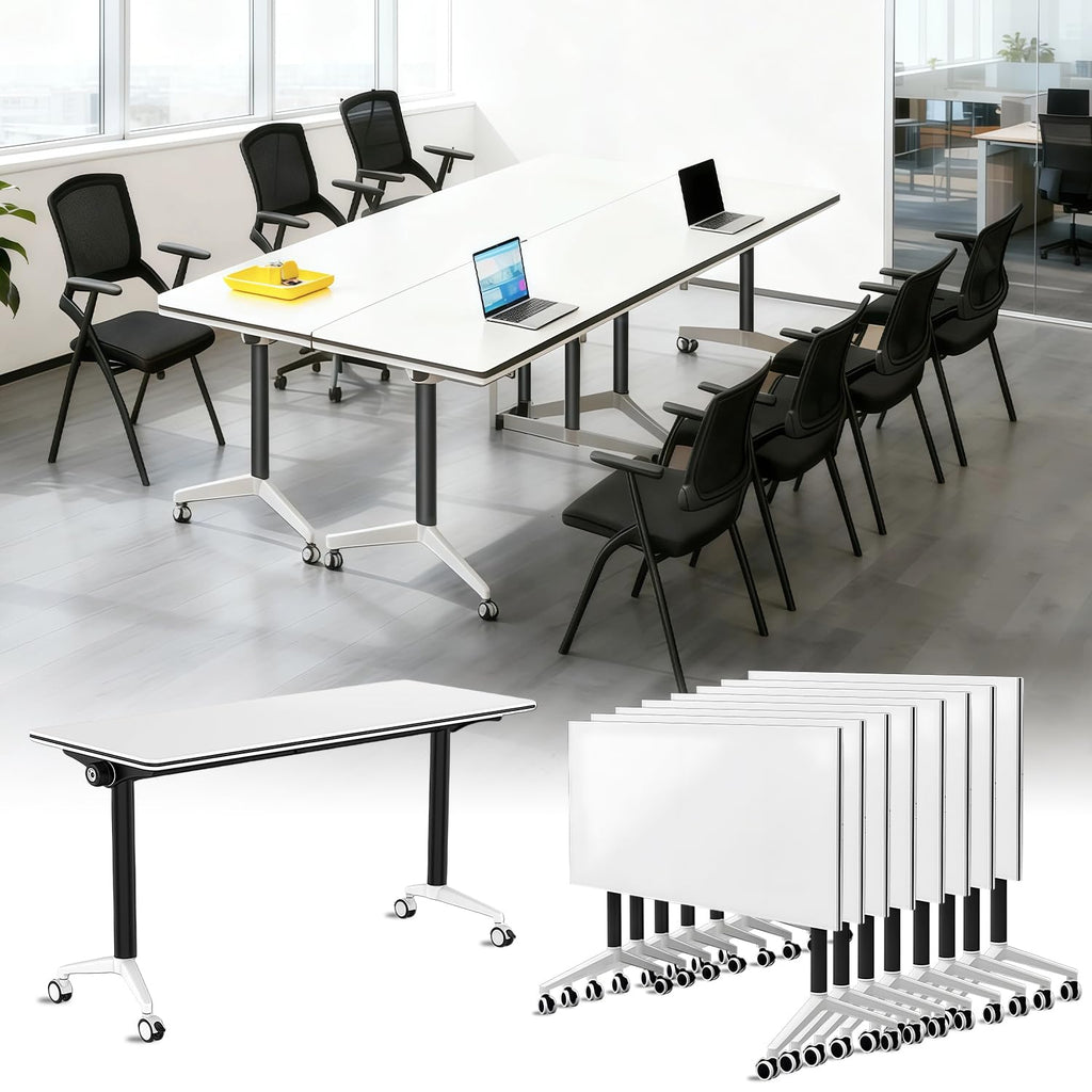 Foldable Mobile Seminar Table with Locking Casters, 8 Pack D245104