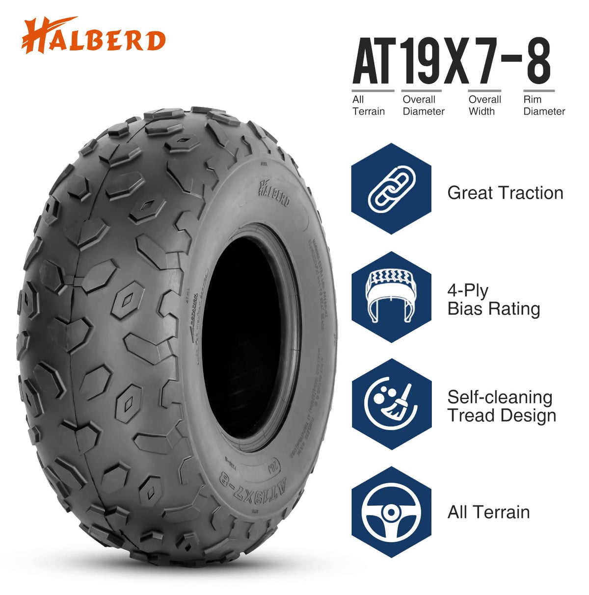 19x7-8 ATV UTV Tires Set of 2 Tubeless F11072