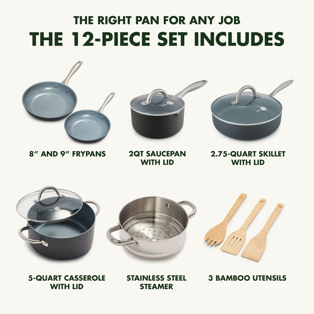 Hard Anodized Ceramic Nonstick 12 Piece Cookware Set N590