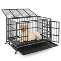 48 Inch Heavy-Duty Metal Dog Crate with Lockable Wheels N29307