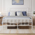 Full Size White Metal Platform Bed Frame with Headboard V400