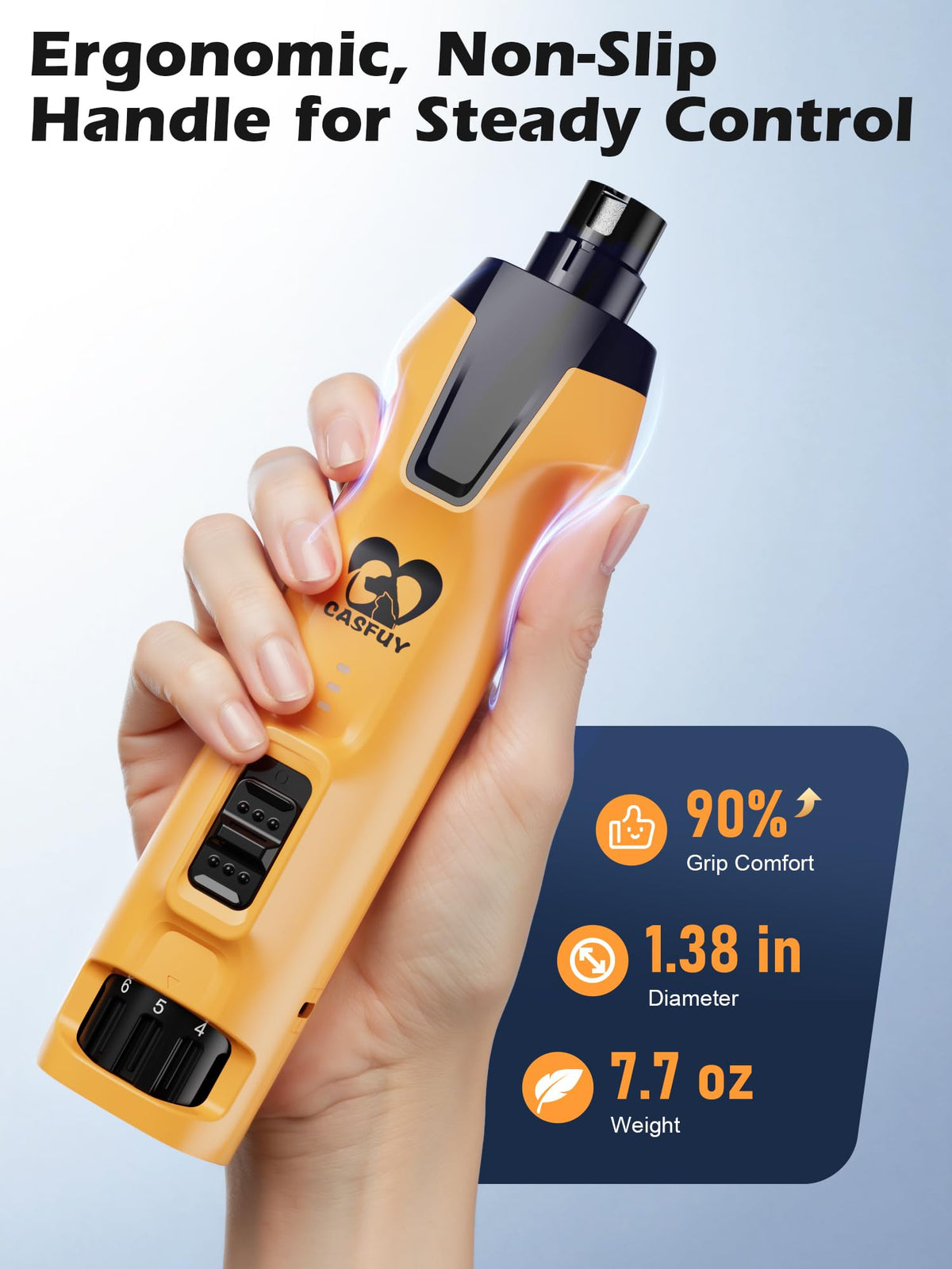 6-Speed Dog Nail Grinder with Dust Cap & 2 LED Lights & 2000mAh Battery X82424