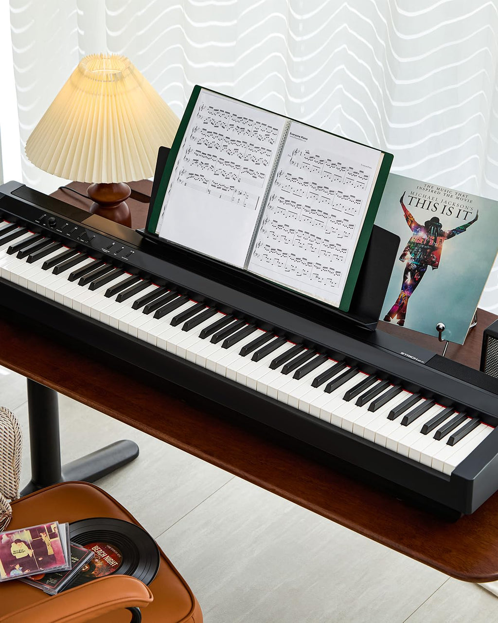 88 Key Weighted Hammer-Action Digital Piano with Sustain Pedal, Black V7776