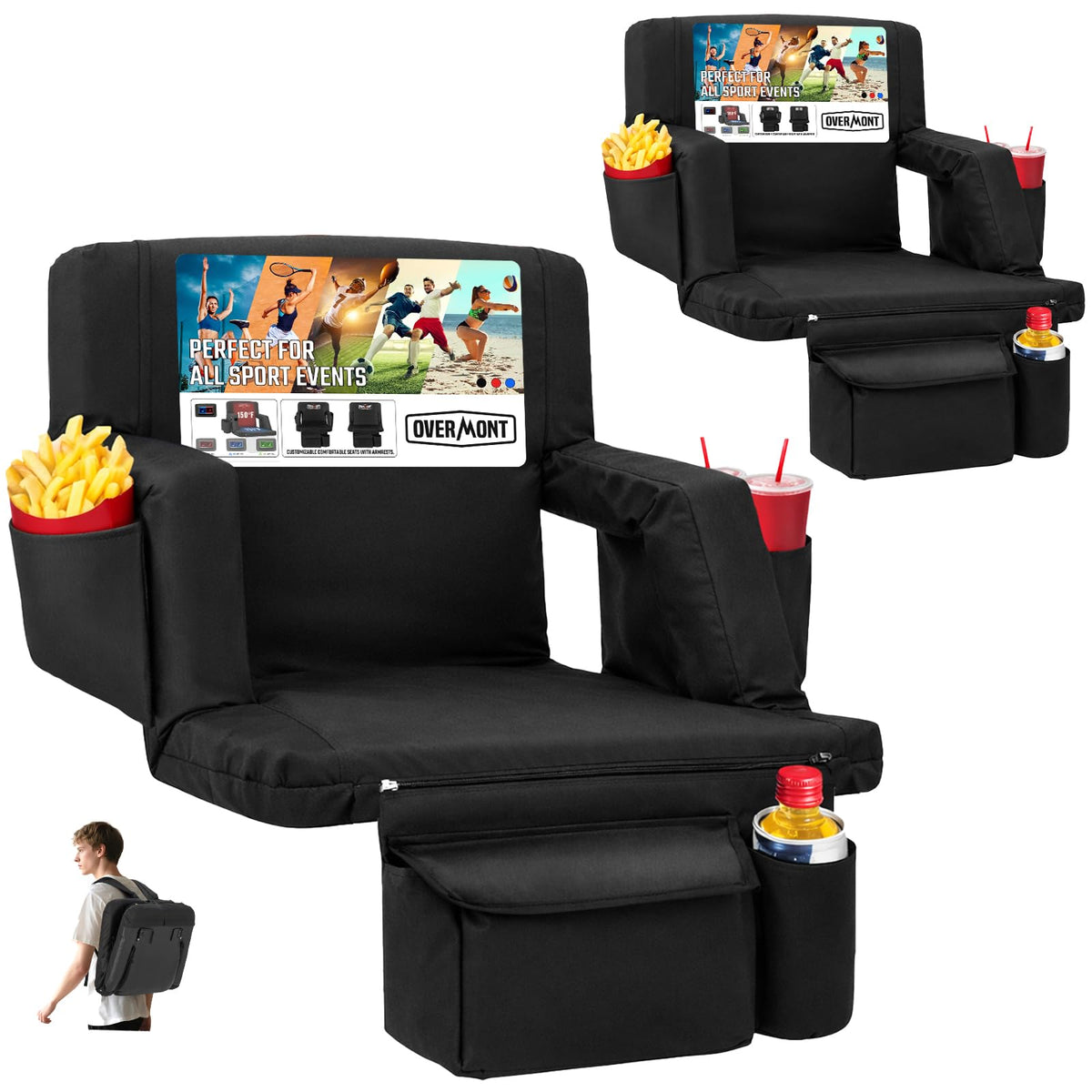 Stadium Seat with Back Support and Armrests, 2-Pack L78402