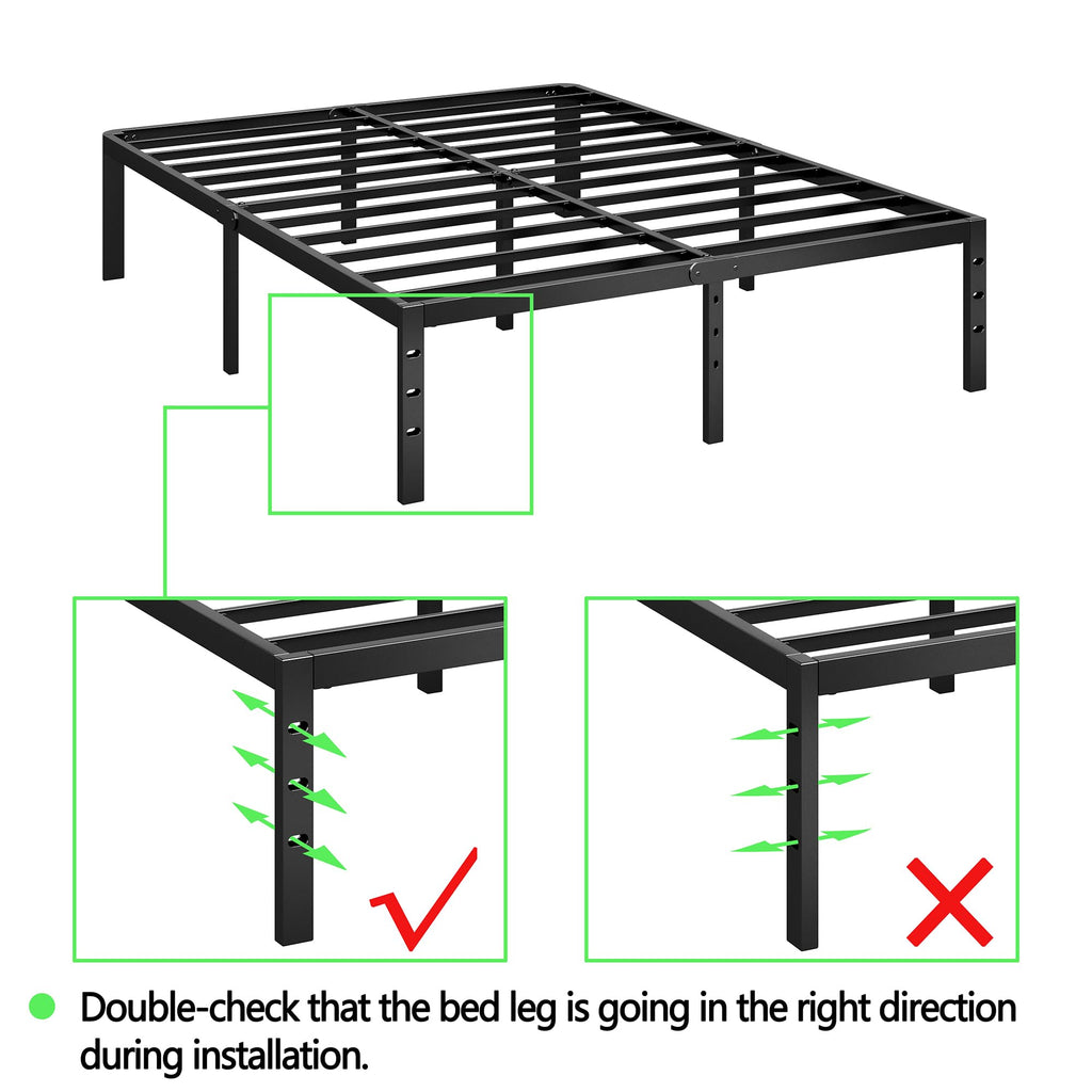 14 Inch Queen Size Black Metal Platform Bed Frame V491252