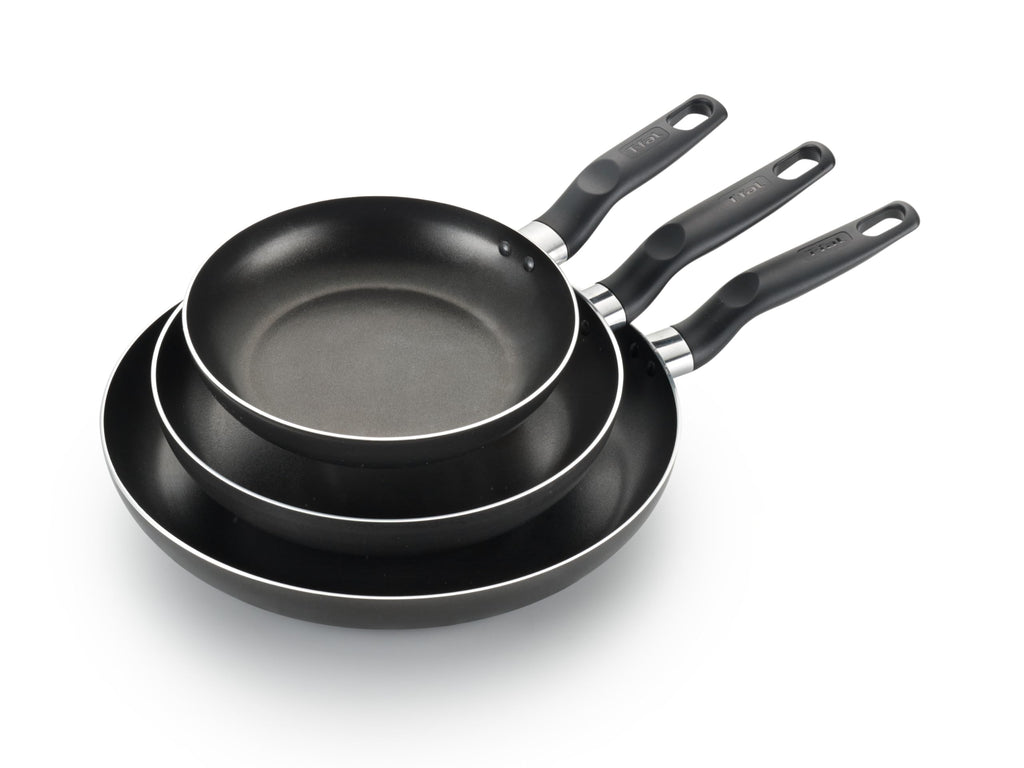 Nonstick Fry Pan Set 3 Piece, 8, 9.5, & 12 Inch, Dishwasher Safe, Black Y483836