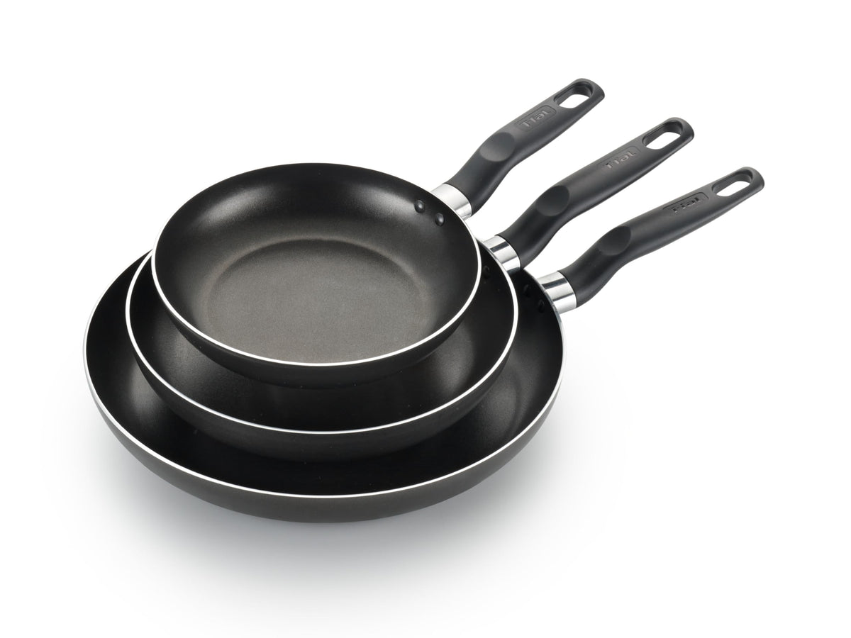Nonstick Fry Pan Set 3 Piece, 8, 9.5, & 12 Inch, Dishwasher Safe, Black Y483836