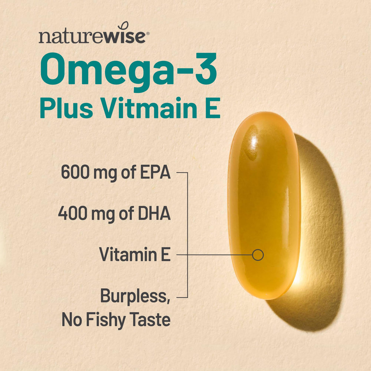 Omega 3 Fish Oil Supplement 1000mg 600 EPA 400 DHA Lemon Flavor 60 Softgels G778