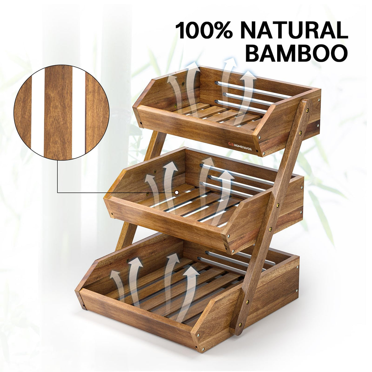 3-Tier Acacia Wood Fruit Basket N169