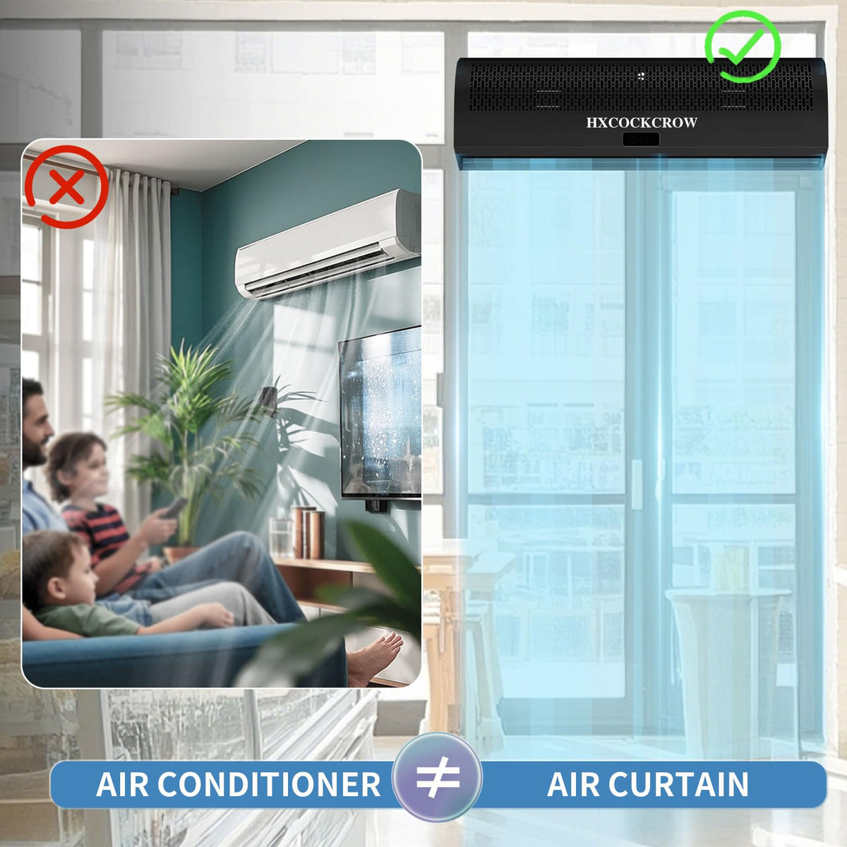 36 Inch Black Air Curtain with Door Magnetic Switch D607