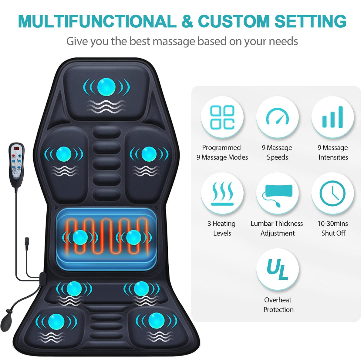 Heated Massage Seat Cushion Pad S40357