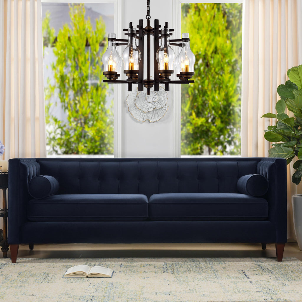 Dark Navy Blue Performance Velvet Tufted Sofa Q1064