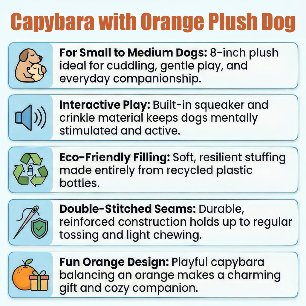 Soft Stuffed Squeaky Crinkle Capybara Dog Toy 8 Inch W25053