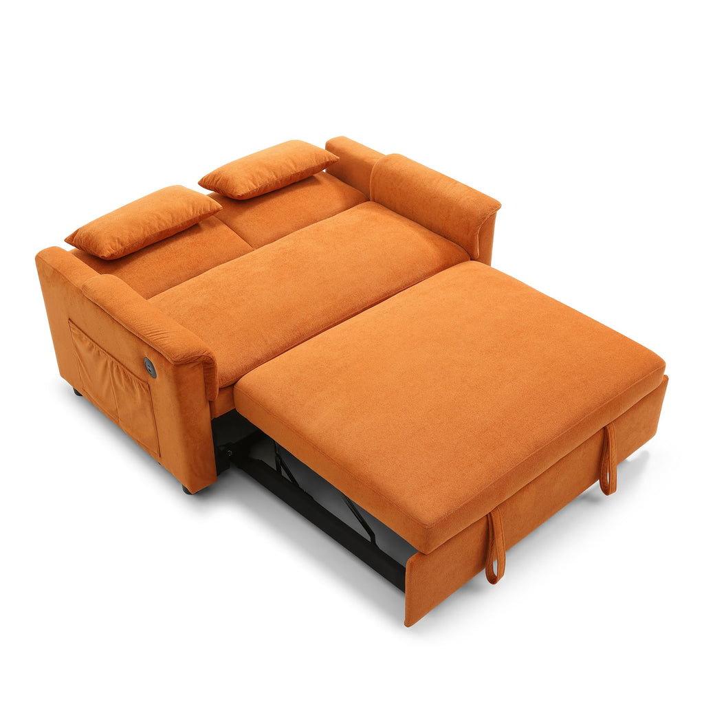 Orange Velvet Sleeper Sofa Y912