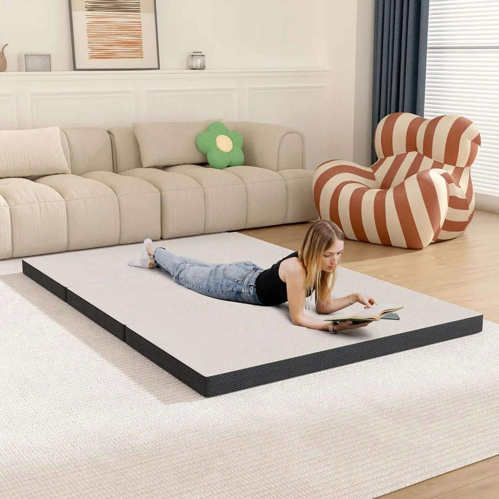 3 Inch Queen Size Tri-Fold Memory Foam Mattress Topper J6534