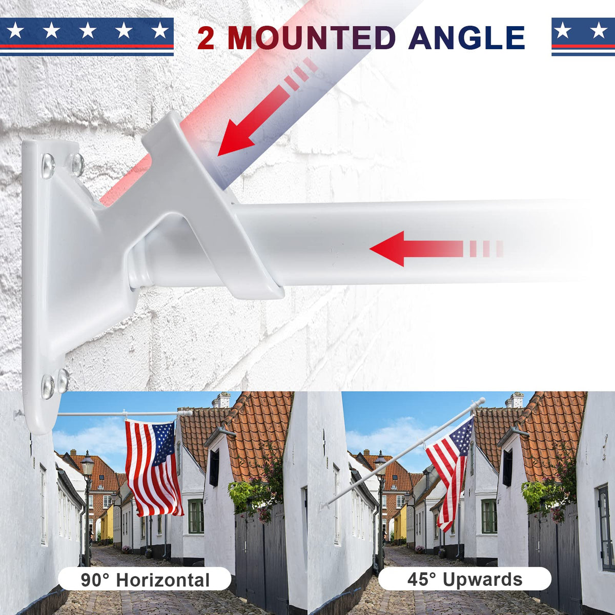 5ft White Tangle Free Flag Pole with 3x5 Embroidered US Flag A66895