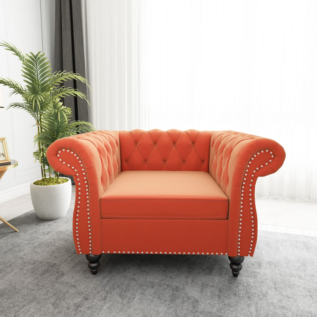 Orange Velvet Tufted Accent Chair P236096