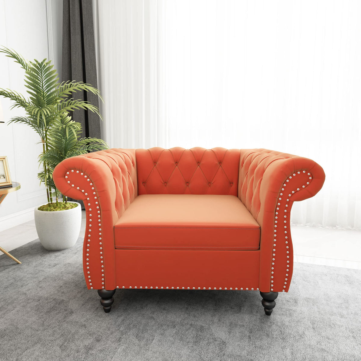 Orange Velvet Tufted Accent Chair P236096