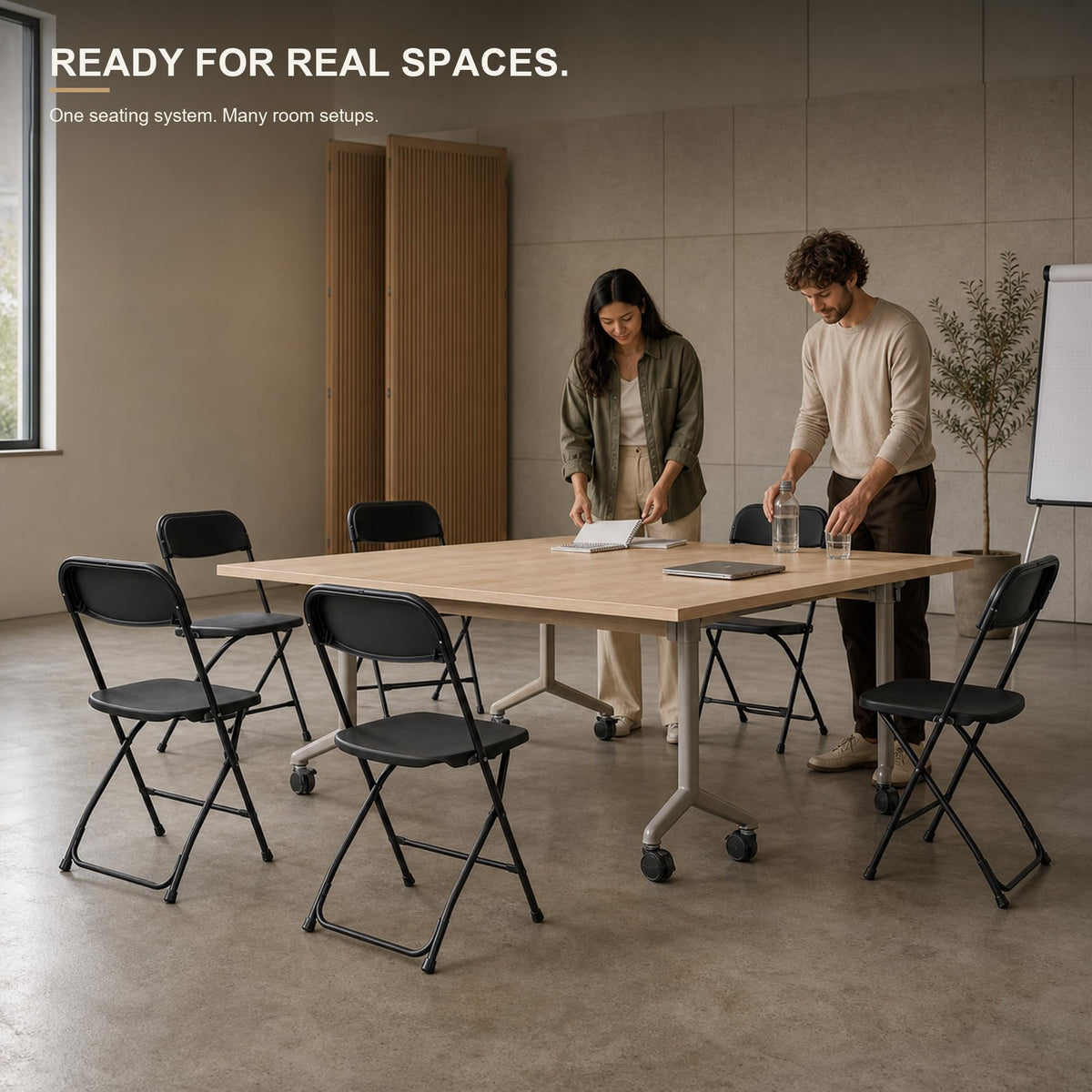 10 Pack Black Plastic Folding Chairs F84745