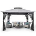 10' X 12' Outdoor Patio Gazebo with Double Roof and Mosquito Netting X7337
