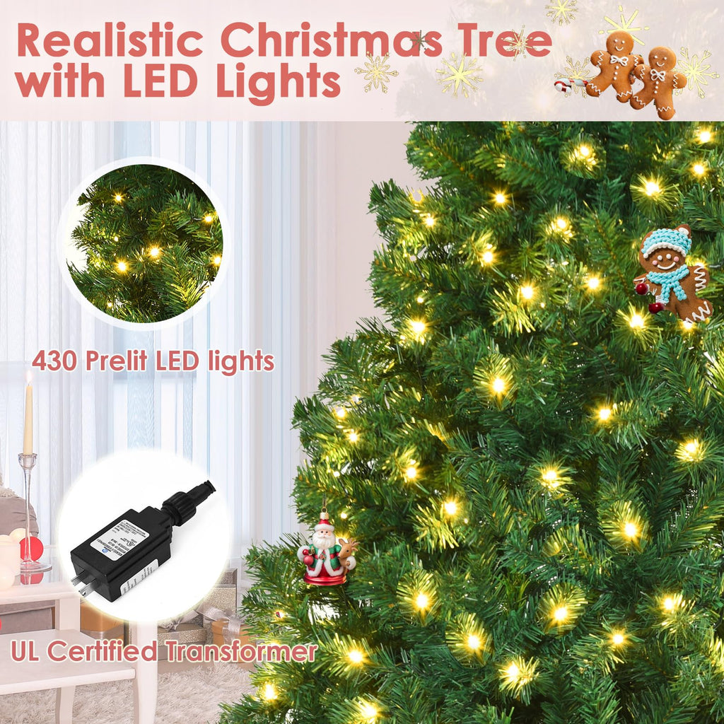 8ft Prelit Artificial Christmas Tree with 430 Warm White LED Lights D117