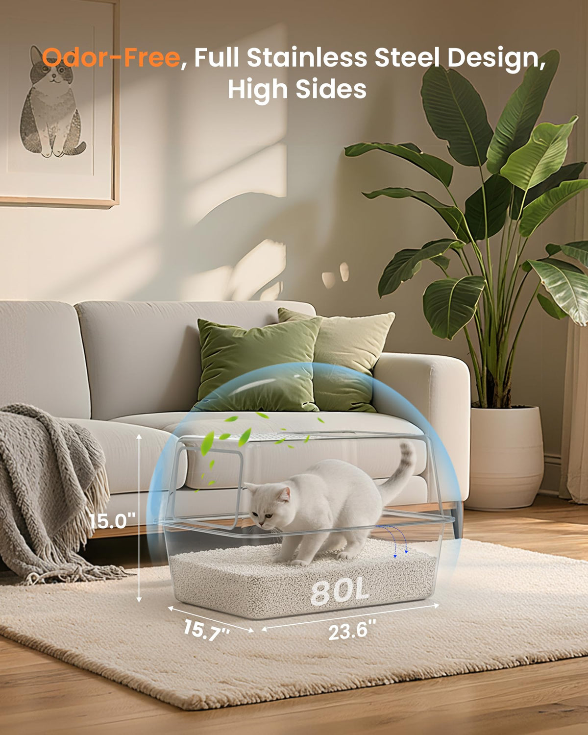 Stainless Steel Enclosed Cat Litter Box with Lid I851718