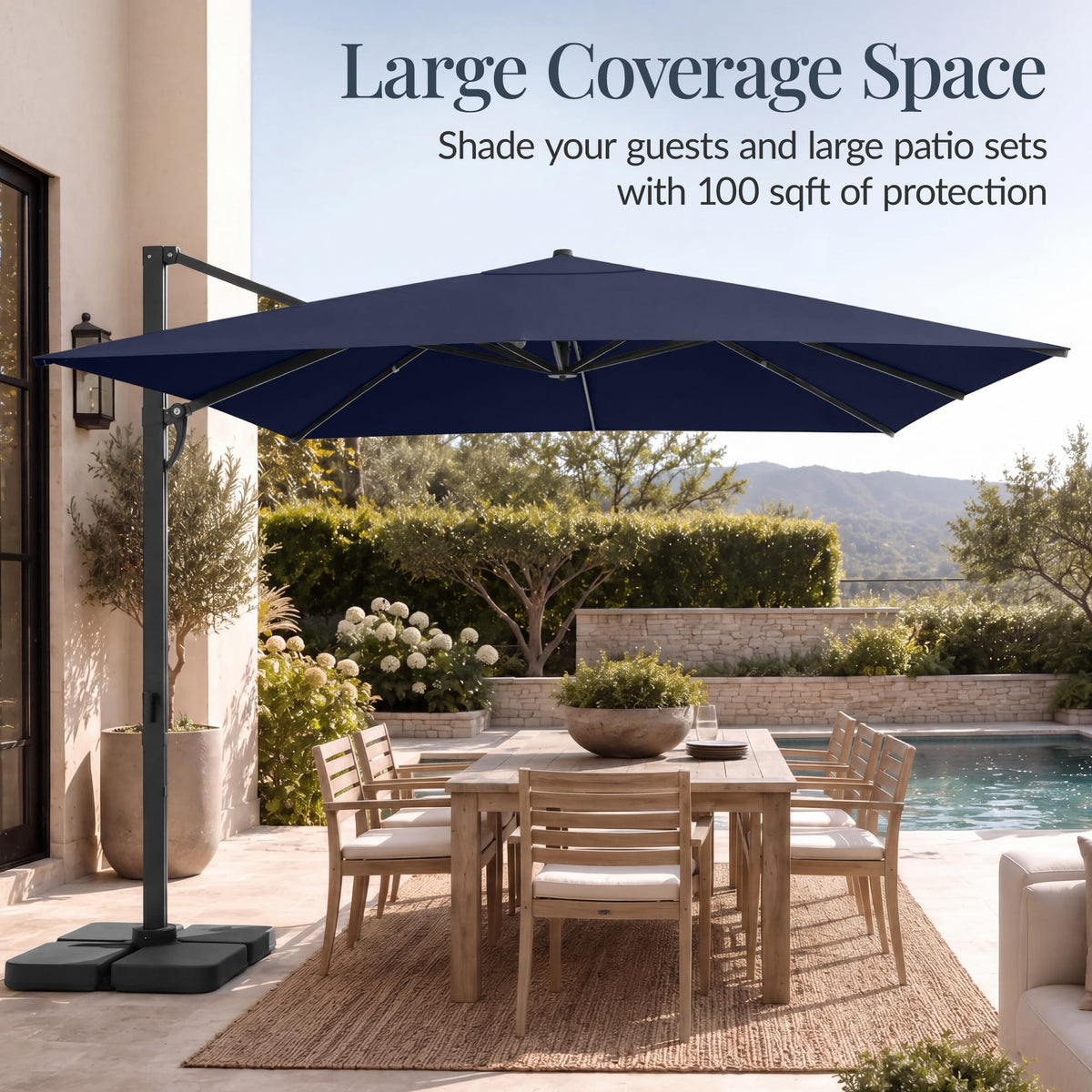 10x10ft Cantilever Patio Umbrella with 260 GSM Canopy and Aluminum Frame Q603